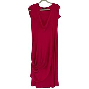 Sympli Hot Pink Draped Midi Dress Size 6 Lagenlook Career Business Canadian